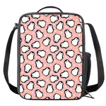 Pink Polka Dot Penguin Pattern Print Crossbody Lunch Bag