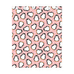 Pink Polka Dot Penguin Pattern Print Curtain