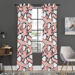 Pink Polka Dot Penguin Pattern Print Curtain