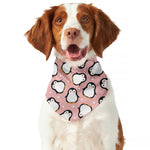 Pink Polka Dot Penguin Pattern Print Dog Bandana