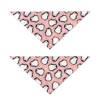 Pink Polka Dot Penguin Pattern Print Dog Bandana