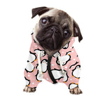 Pink Polka Dot Penguin Pattern Print Dog Zip Up Hoodie