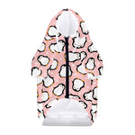 Pink Polka Dot Penguin Pattern Print Dog Zip Up Hoodie