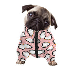 Pink Polka Dot Penguin Pattern Print Dog Zip Up Jacket