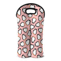Pink Polka Dot Penguin Pattern Print Double Neoprene Wine Tote