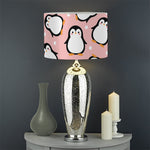 Pink Polka Dot Penguin Pattern Print Drum Lamp Shade