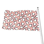Pink Polka Dot Penguin Pattern Print Flag