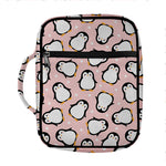 Pink Polka Dot Penguin Pattern Print Front Pocket Bible Bag