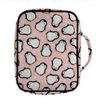 Pink Polka Dot Penguin Pattern Print Front Pocket Bible Bag