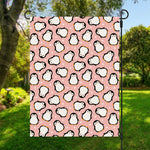 Pink Polka Dot Penguin Pattern Print Garden Flag