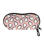 Pink Polka Dot Penguin Pattern Print Glasses Case