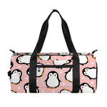 Pink Polka Dot Penguin Pattern Print Gym Bag