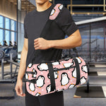 Pink Polka Dot Penguin Pattern Print Gym Bag