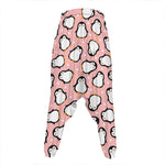 Pink Polka Dot Penguin Pattern Print Hammer Pants
