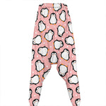 Pink Polka Dot Penguin Pattern Print Hammer Pants