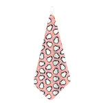 Pink Polka Dot Penguin Pattern Print Hand Towel