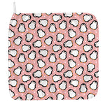 Pink Polka Dot Penguin Pattern Print Hand Towel