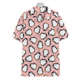 Pink Polka Dot Penguin Pattern Print Hawaiian Shirt