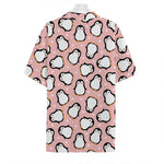 Pink Polka Dot Penguin Pattern Print Hawaiian Shirt