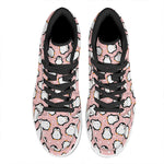 Pink Polka Dot Penguin Pattern Print High Top Leather Sneakers