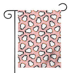 Pink Polka Dot Penguin Pattern Print House Flag
