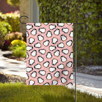 Pink Polka Dot Penguin Pattern Print House Flag