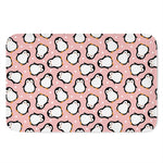 Pink Polka Dot Penguin Pattern Print Indoor Door Mat