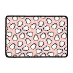 Pink Polka Dot Penguin Pattern Print Kitchen Mat