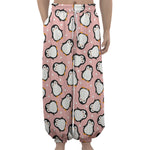 Pink Polka Dot Penguin Pattern Print Lantern Pants