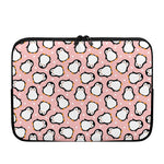 Pink Polka Dot Penguin Pattern Print Laptop Sleeve