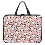 Pink Polka Dot Penguin Pattern Print Laptop Sleeve With Handle
