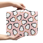 Pink Polka Dot Penguin Pattern Print Leather Bible Cover