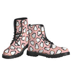 Pink Polka Dot Penguin Pattern Print Backpack