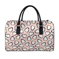 Pink Polka Dot Penguin Pattern Print Leather Duffel Bag