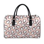Pink Polka Dot Penguin Pattern Print Leather Duffle Bag