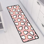 Pink Polka Dot Penguin Pattern Print Long Kitchen Mat