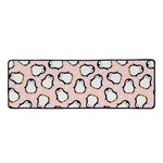 Pink Polka Dot Penguin Pattern Print Long Kitchen Mat