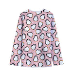 Pink Polka Dot Penguin Pattern Print Long Sleeve Short Coat