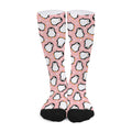 Pink Polka Dot Penguin Pattern Print Long Socks
