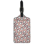 Pink Polka Dot Penguin Pattern Print Luggage Tag