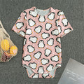Pink Polka Dot Penguin Pattern Print Men's Bodysuit