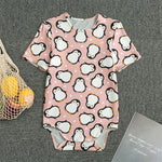 Pink Polka Dot Penguin Pattern Print Men's Bodysuit