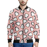 Pink Polka Dot Penguin Pattern Print Men's Bomber Jacket