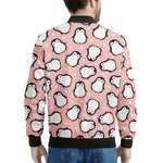 Pink Polka Dot Penguin Pattern Print Men's Bomber Jacket