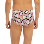 Pink Polka Dot Penguin Pattern Print Men's Briefs