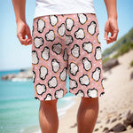 Pink Polka Dot Penguin Pattern Print Men's Cargo Shorts
