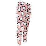Pink Polka Dot Penguin Pattern Print Men's Compression Pants