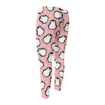 Pink Polka Dot Penguin Pattern Print Men's Compression Pants