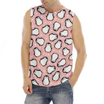 Pink Polka Dot Penguin Pattern Print Men's Fitness Tank Top