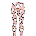 Pink Polka Dot Penguin Pattern Print Men's Leggings